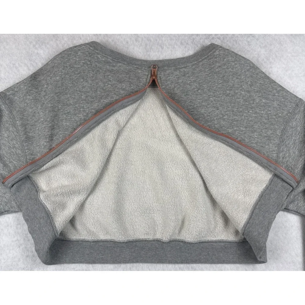 Nike Air Women's Cropped Sweatshirt XS Gray Rose Gold‎ Logo Crewneck Pullover